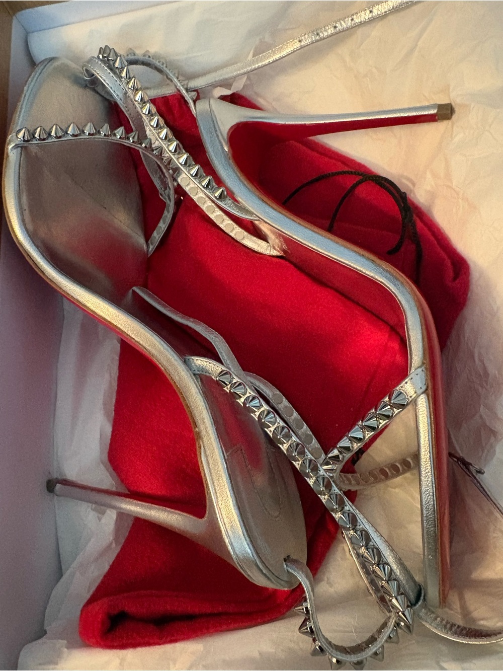 Christian Louboutin Silver Studded Stiletto Sandals